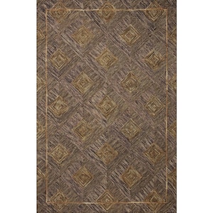 Varena Plum/Gold 2 ft. 6 in. x 7 ft. 6 in. Modern 100% Wool Runner Area Rug