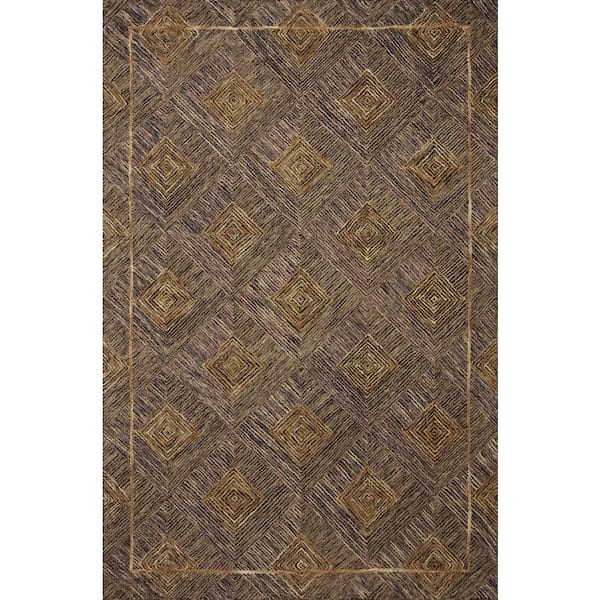 LOLOI II Varena Plum/Gold 2 ft. 6 in. x 7 ft. 6 in. Modern 100% Wool Runner Area Rug