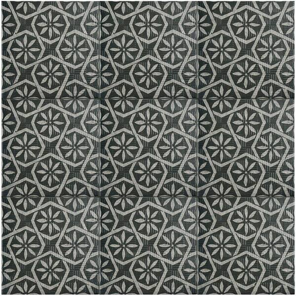 Merola Tile - Area 15 Botanic Black 6 in. x 6 in. Porcelain Floor and Wall Tile (11.94 sq. ft. / case)