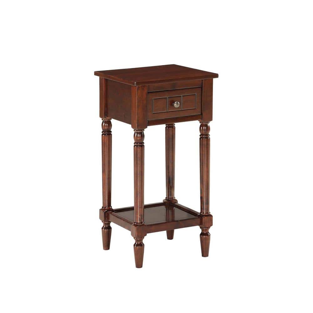 Espresso Wood Accent Table with Drawer and Shelf