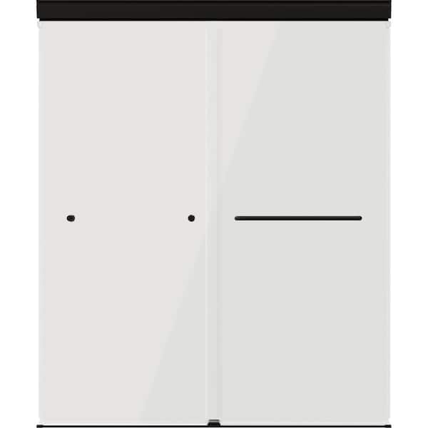 Portwood 52 to 60 in. W x 70-1/4 in. H Semi-Frameless Sliding Shower Door in Matte Black with 1/4 in. Clear Glass