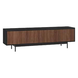 Whitman 70 in. Black Grain and Satin Walnut TV Stand Fits TV up to 75 in.