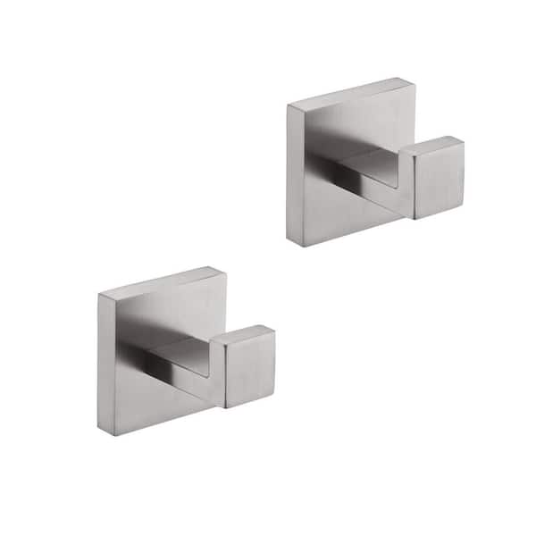 2-Pack J-Hook Wall-Mounted Stainless Steel Bathroom Robe/Towel Hook in Brushed Nickel for Bathroom Kitchen