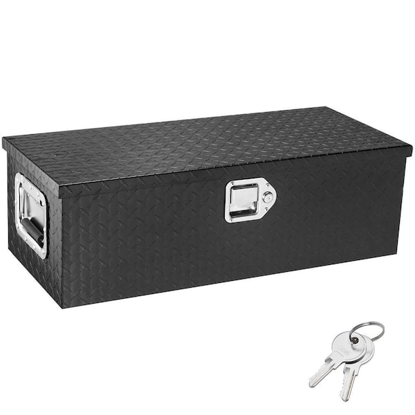 SKYSHALO Heavy Duty Aluminum Truck Bed Tool Box, Diamond Plate Tool Box with Side Handle and Lock Keys, Truck Tool Box