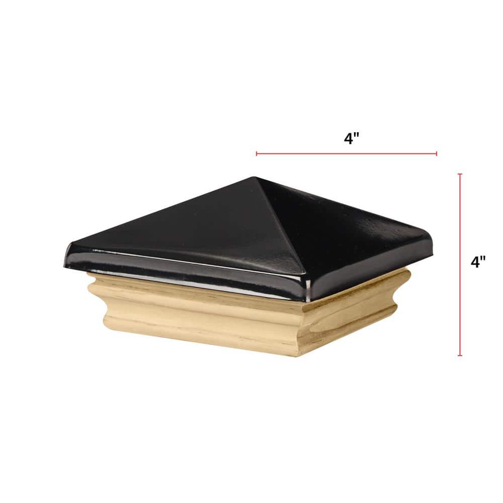 Waddell 4" Black Prefinished Pine Pyramid Exterior Post Top