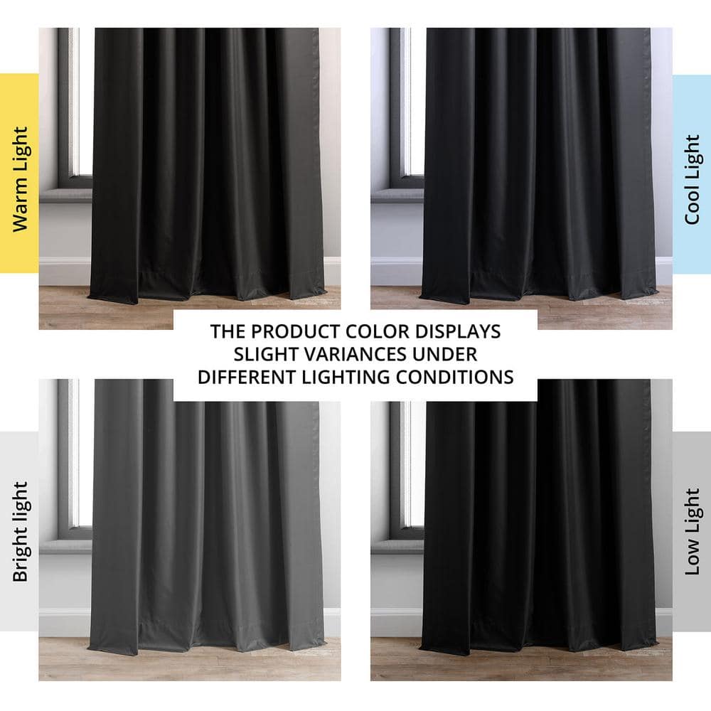 Deep Black Velvet Polyester Blackout Puddle Length Curtains