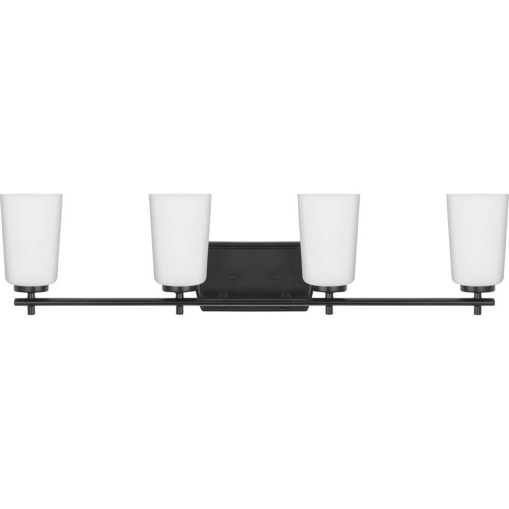 Adley Matte Black 4-Light Vanity Fixture with Opal Glass Shades