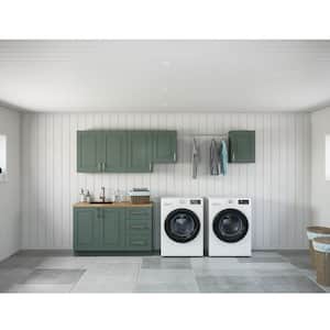 Greenwich Aspen Green Plywood Shaker Stock Ready to Assemble Kitchen-Laundry Cabinet Kit 24 in. W. x 84 in. x 128 in.