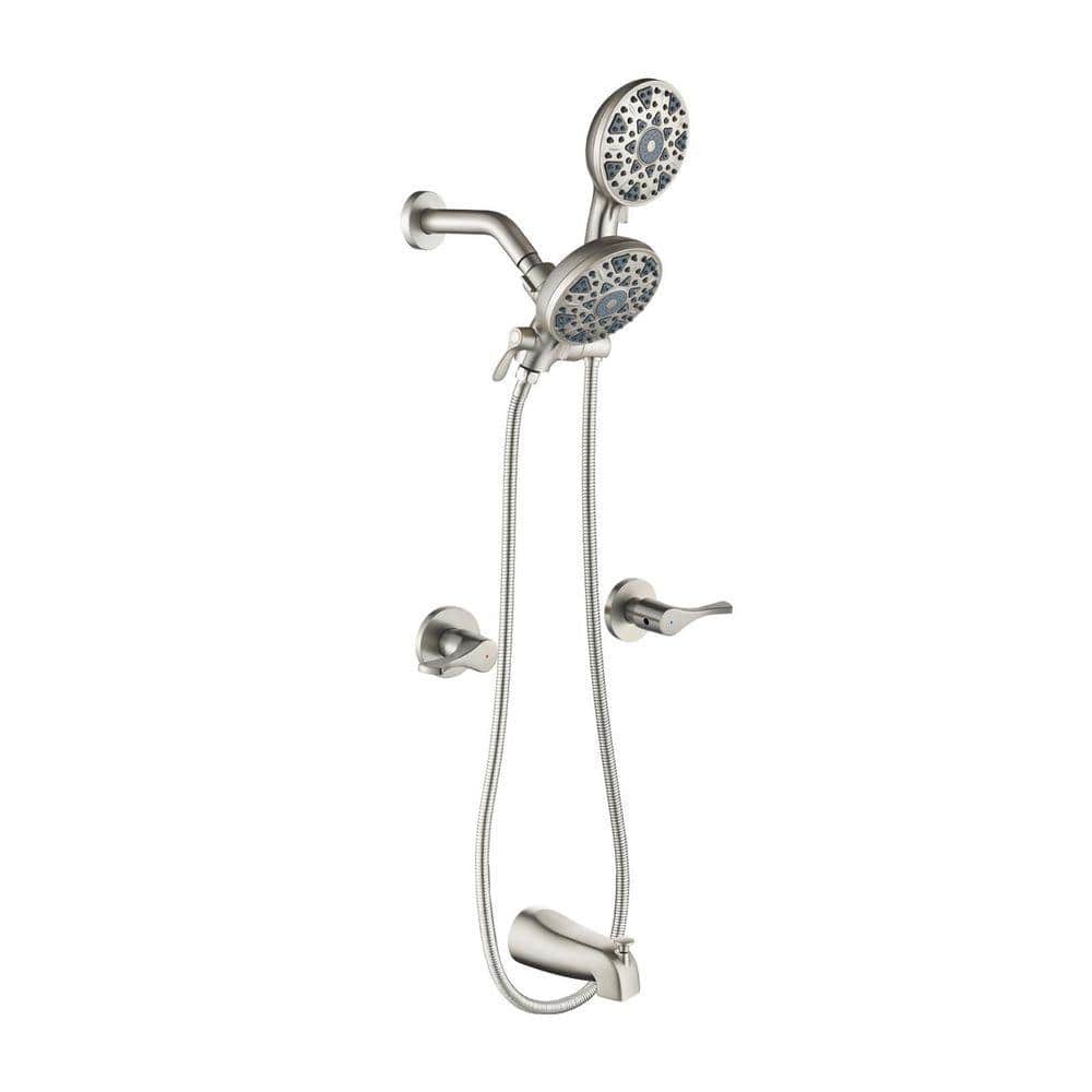 Rain 2-Handle 5-Spray Tub Shower Faucet 1.8 GPM with Pressure Balance in Brushed Nickel (Valve Included)