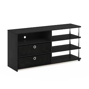 Jaya 47 in. Americano/Stainless Steel Wood TV Stand with 2-Drawer Fits TVs Up to 55 in. with Open Storage