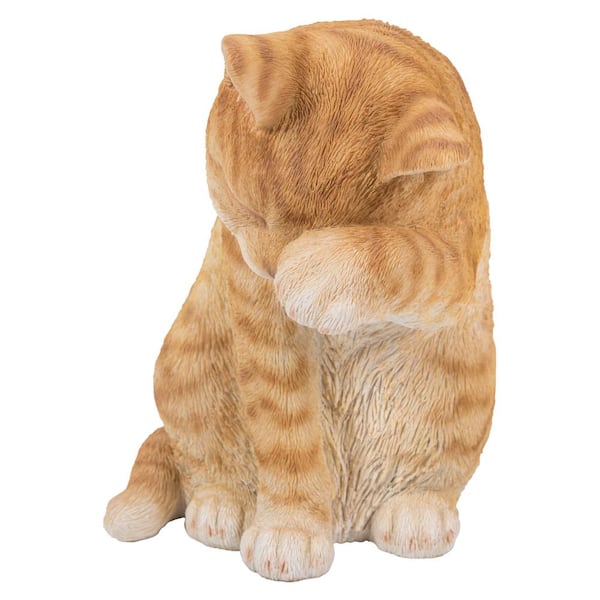 HI-LINE GIFT LTD. Orange Tabby Washing Statue