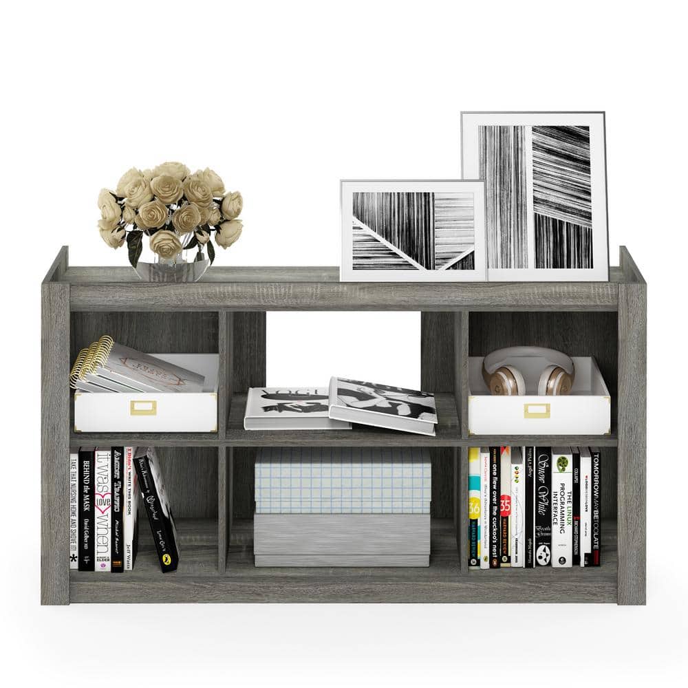 French Oak Gray Multipurpose TV Stand with Bookshelves
