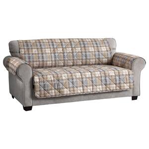 Tartan Plaid XL Natural Polyester Secure Fit on Sofa Cover 1-Piece