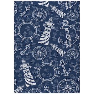 Addison Rugs Indoor/Outdoor Harpswell AHP32 Blue Washable 8' x 10' Rug