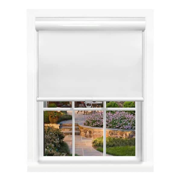 Glide n' Go White Cordless Room Darkening Blackout Vinyl Roller Shade-27 in. W x 72 in. L