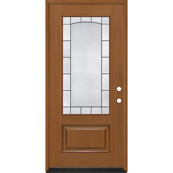 Regency 36 in. x 80 in. 3/4L Empire Decorative Glass LHIS Autumn Wheat Fiberglass Prehung Front Door with 6-9/16 Jamb