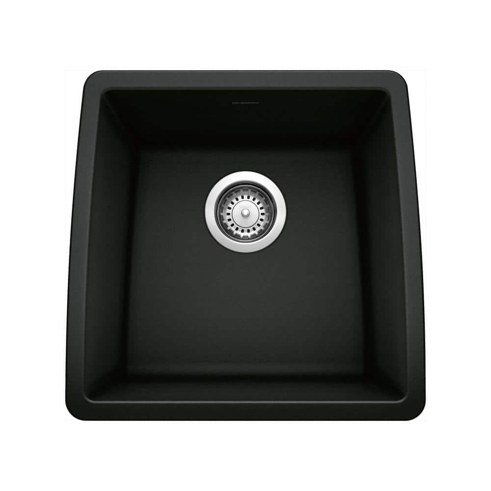 PERFORMA Black Granite Composite 17.5 in. Undermount Bar Sink in Coal Black