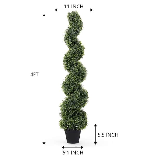 poetree 4 ft. Artificial Boxwood Spiral Topiary Tree in Pot