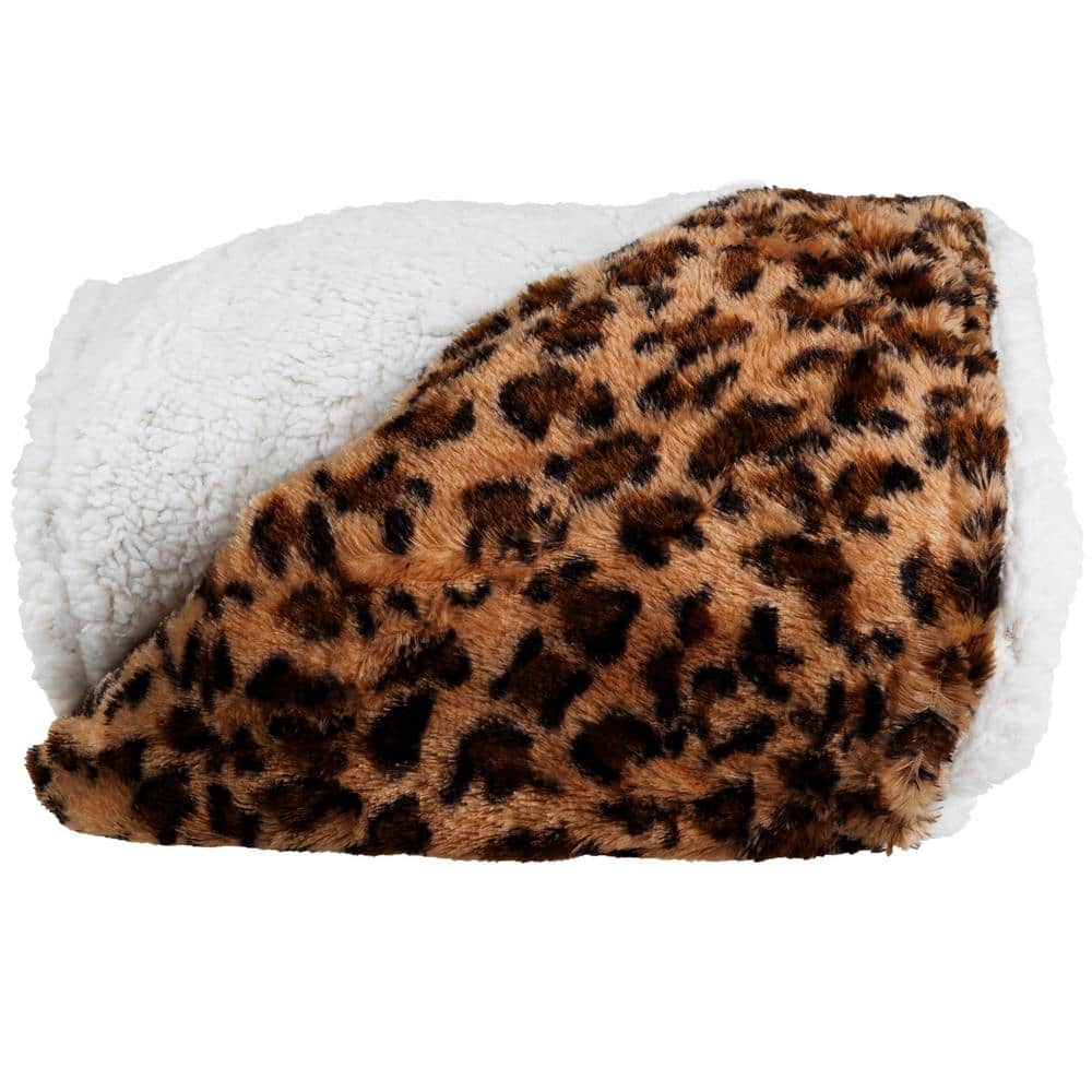 UPC 886511248250 product image for Leopard Fleece Sherpa Polyester Throw Blanket | upcitemdb.com