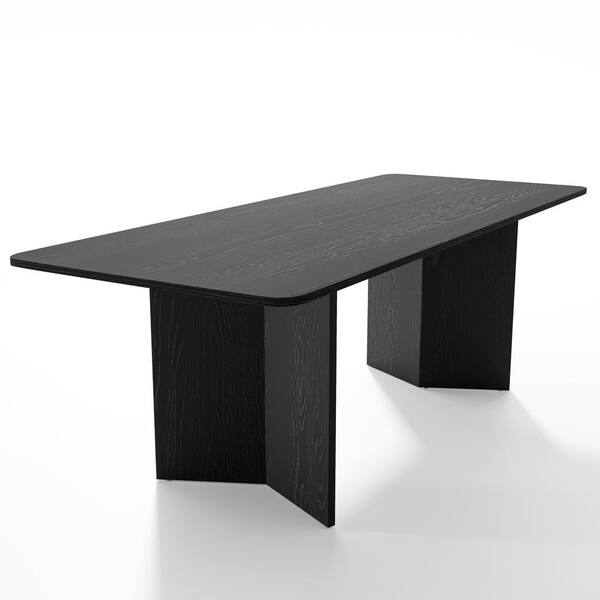 Dovelina Brix Modern Rectangle Black Wood Top 79 in. Double
