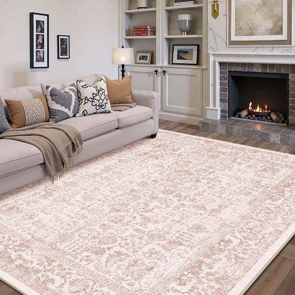 Entomology Pink 6 ft. x 9 ft. Vintage Floral Area Rug