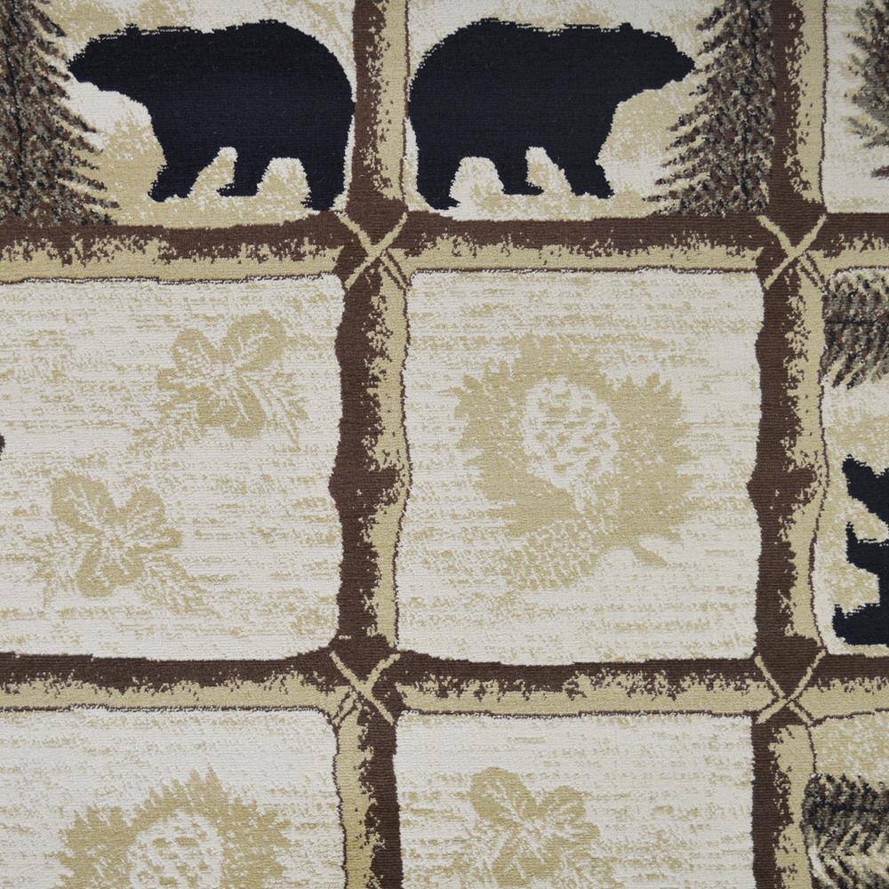 Rustic Bear and Pinecone Oval 4' x 6' Polypropylene Area Rug