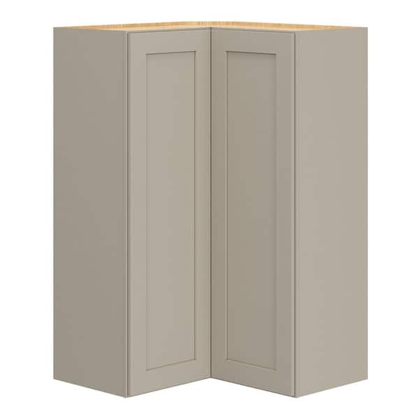 QuickShip Cottage 24 in. W x 12 in. D x 39 in. H Assembled Plywood Shaker L-Shaped Corner Standard Cabinet in Sterling