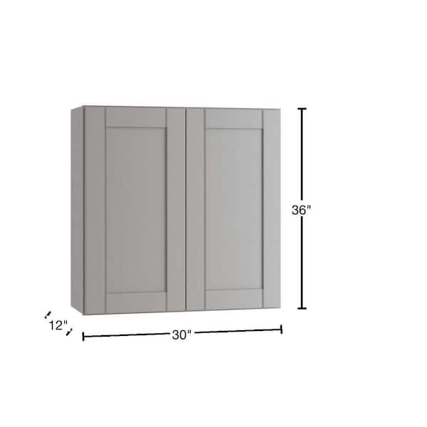 Contractor Express Cabinets Arlington Veiled Gray Plywood Shaker Stock Assembled Wall Kitchen Cabinet Soft Close 36 in W x 12 in D x 30 in H