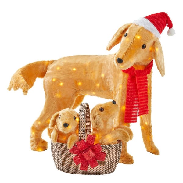 Golden Retriever Sculpture Christmas Dog Santa Suit Garden Home Décor  Festive | eBay