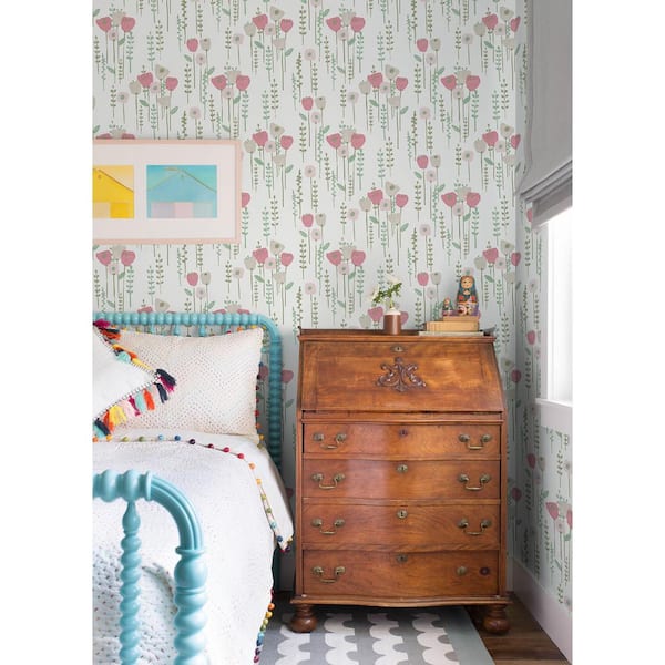 Mabel Pink Floral Field Wallpaper