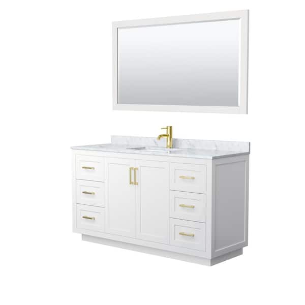 Wyndham Collection Miranda 60 in. W Single Bath Vanity in White with ...