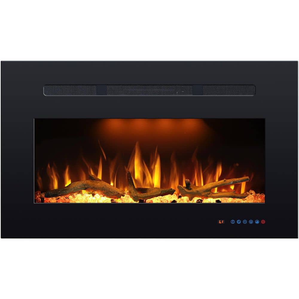32.23 in. Width Back Electric Fireplace Insert with 3-Flame, Thermostat, Cr