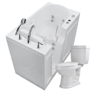 45.75 in. Walk-In Whirlpool Bathtub in White with 1.6 GPF Single Flush Toilet
