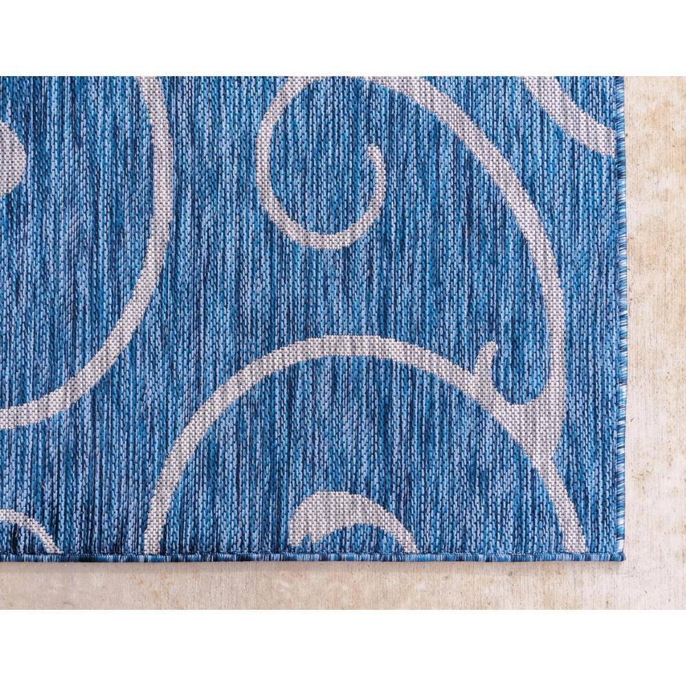 Azure Blue and White Rectangular Synthetic Outdoor Rug, 6' x 9'
