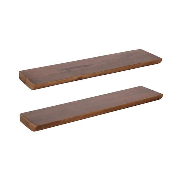 Burena 24 in. W x 6 in. D Walnut Brown Wood Decorative Wall Shelf
