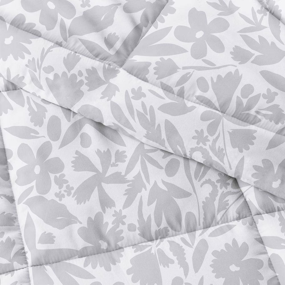 Twin Light Gray Microfiber Down Alternative Reversible Bedspread Set