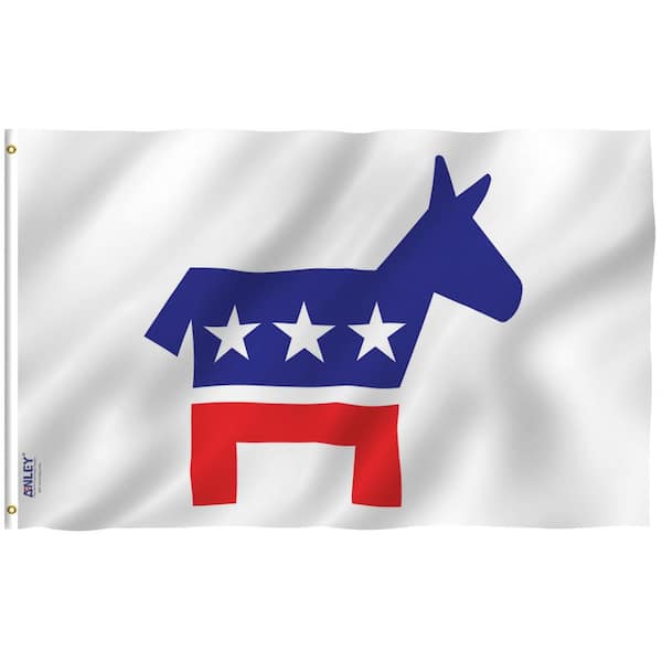 ANLEY Fly Breeze 3 ft. x 5 ft. Polyester Democratic Party Flag 2-Sided Flag Banners with Brass Grommets and Canvas Header