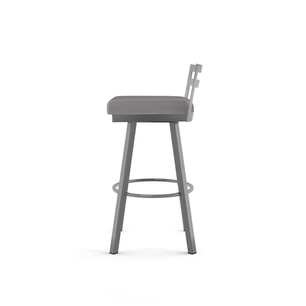 Derek 26" Swivel Counter Stool in Grey Polyester & Metallic Grey