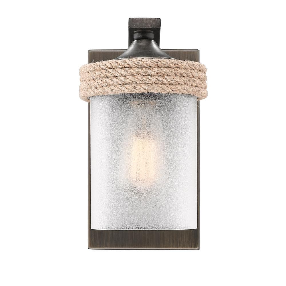 Rustic Bronze Nautical Bath Vanity Light with Frosted Glass