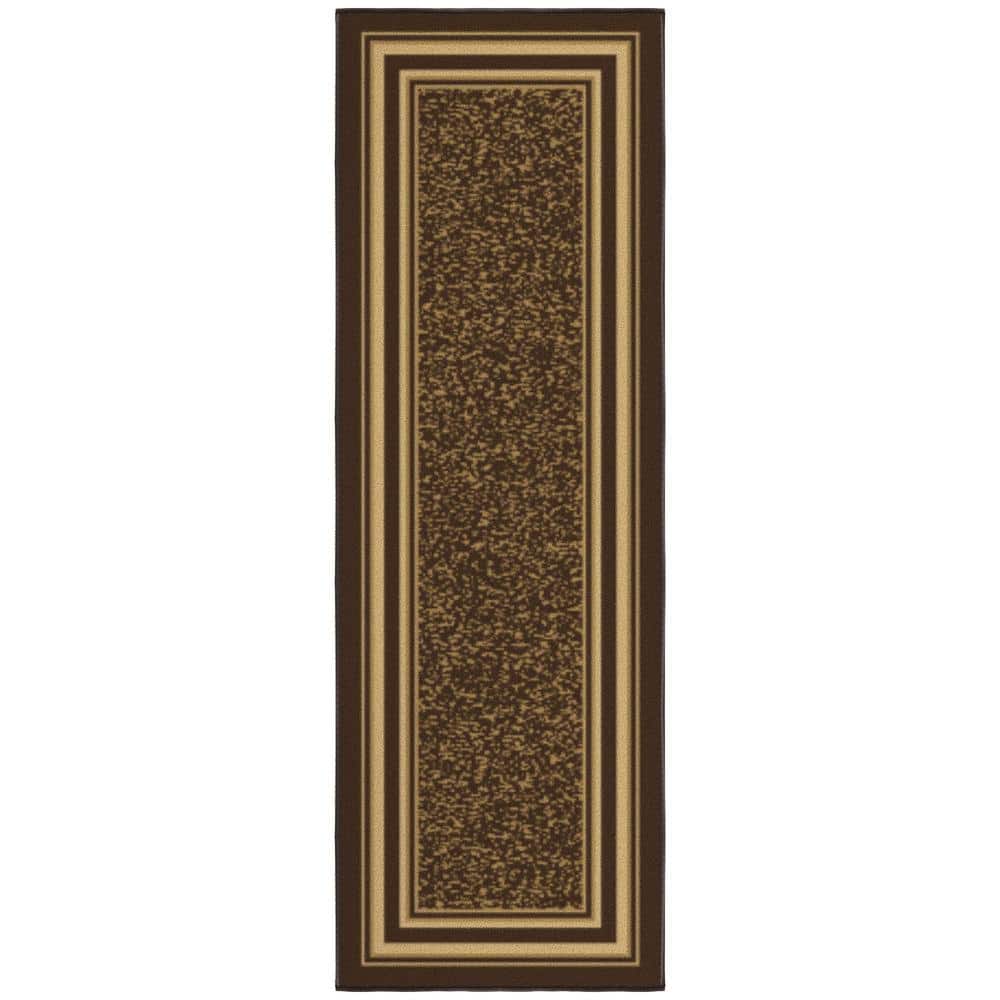 Ottomanson Ottohome Collection Non-Slip Rubberback Bordered Design 2x5  Indoor Runner Rug, 1 ft. 8 in. x 4 ft. 11 in., Dark Brown OTH2318-20X59 -  The