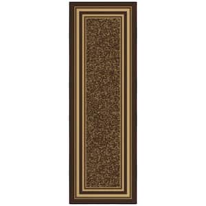 Ottohome Collection Non-Slip Rubberback Bordered Design 2x5 Indoor Runner Rug, 1 ft. 8 in. x 4 ft. 11 in., Dark Brown