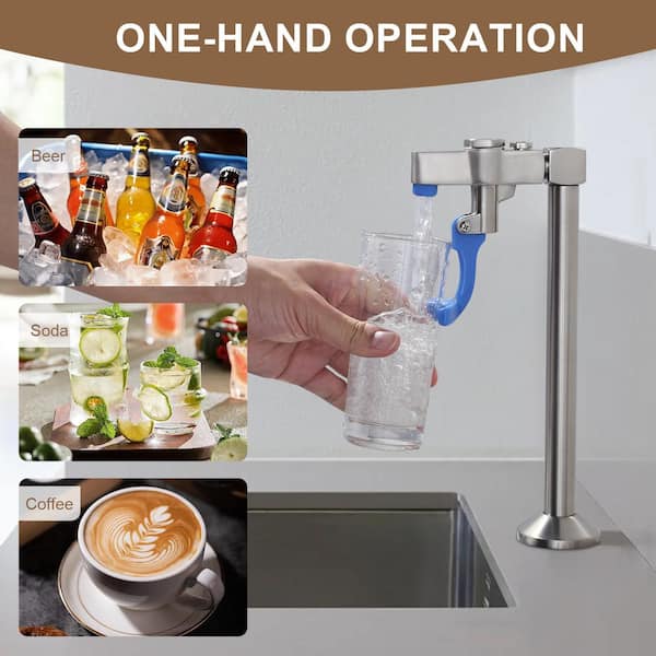 9.2 in.Deck Mounted Push Back Water Glass Filler Faucet Brass Drinking Water Faucet for Restaurant Bar in Brushed Nickel