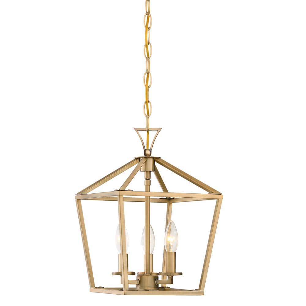 Townsend 10 in. W x 15 in. H 3-Light Warm Brass Metal Lantern Pendant Light price history on PriceWatchPro