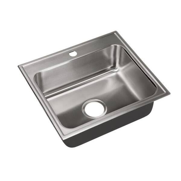Just Manufacturing 18-Gauge Stainless Steel 19 in. O.D. x 21 in. 1-Hole Single Bowl Drop-In Kitchen Sink with Faucet Ledge