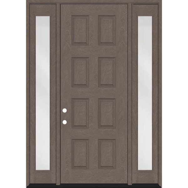 Steves & Sons Regency 68 in. x 96 in. 8-Panel RHIS Ashwood Stain Mahogany Fiberglass Prehung Front Door w/Dbl 14in. Sidelites