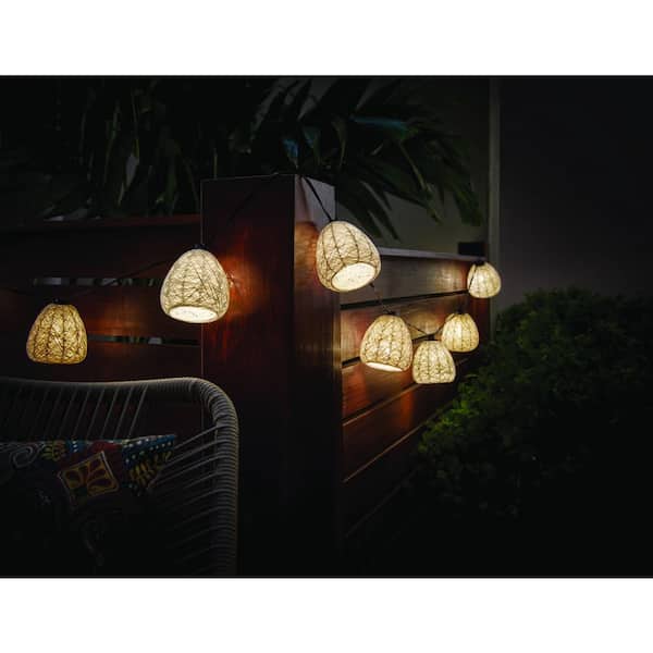 Hampton Bay Outdoor/Indoor 11 ft. Plug-In Mini Bulb LED Natural Fiber String Light (10-Heads)
