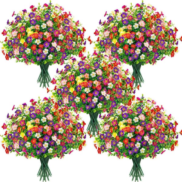 13.8 in. Multi-Colored Artificial Daisy Flower Set Outdoor Indoor