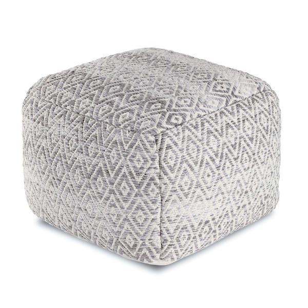Anji Mountain 22 in. x 22 in. x 17 in. Cherokee Slate Gray and Beige Pouf