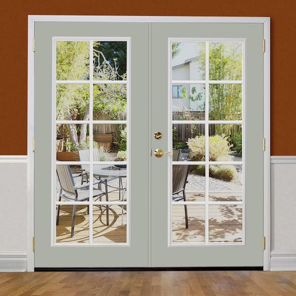 Masonite 72 in. x 80 in. Willow Wood Steel Prehung Right-Hand Inswing 10-Lite Clear Glass Patio Door Without Brickmold