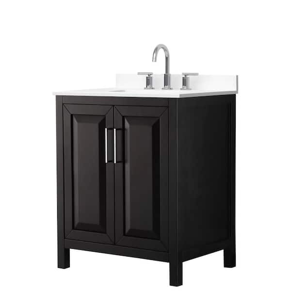 Daria 30 in. Single Freestanding Dark Espresso Bath Vanity with White Cultured Marble Top